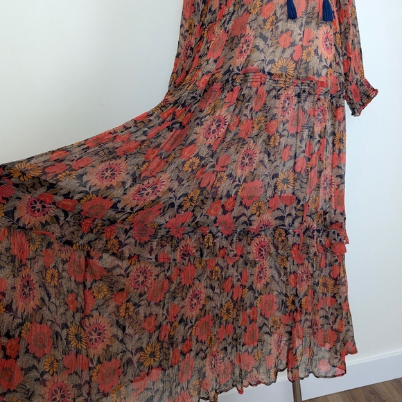 By Anthropologie The Marais Printed Chiffon Maxi Dress Long Sleeve - Picture 14 of 15